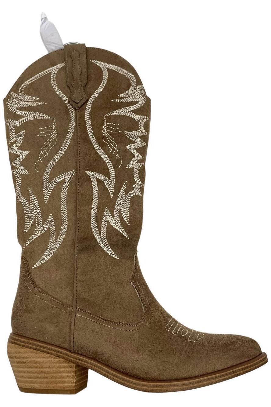MIA Women's Kyd Tall Shaft Pull-On Western Boots Taupe/Off White - Medium